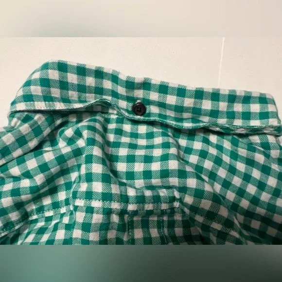 Gap Women’s The Shrunken Boyfriend Gingham Green And White Medium Long Sleeve - Picture 14 of 16